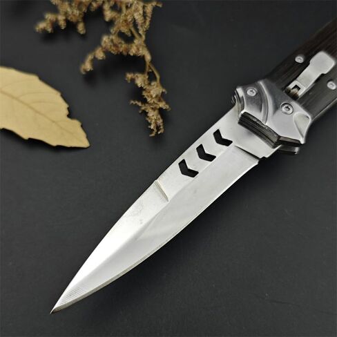 Goshawk 8.7'' One-handed Use Portable Knife with PocketClip，Gifts for Men，Daily Utility and Collectible Folding Knives，9Cr18MoV Blade and Wenge Wood Handle，EDC Tool for Camping，Hiking in Saudi Arabia