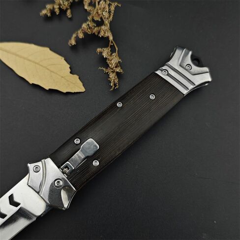 Goshawk 8.7'' One-handed Use Portable Knife with PocketClip，Gifts for Men，Daily Utility and Collectible Folding Knives，9Cr18MoV Blade and Wenge Wood Handle，EDC Tool for Camping，Hiking in Saudi Arabia