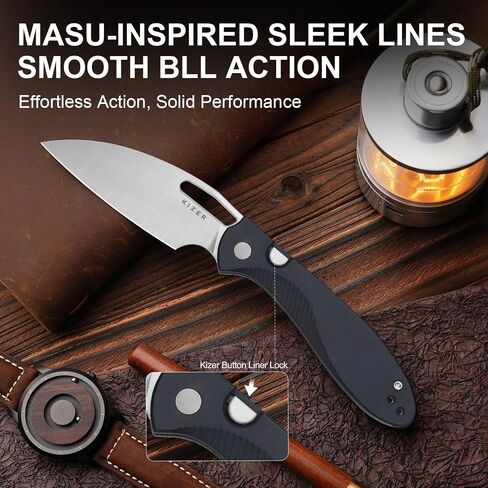 Kizer Masu Pocket Knife with Glow-in-the-Dark G10 Backspacer, V3697A1 in Kuwait