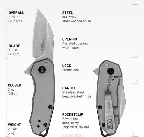 Kershaw Rate Pocket Knife, Gray, 1.85 Inch Wharncliffe Blade in Saudi Arabia
