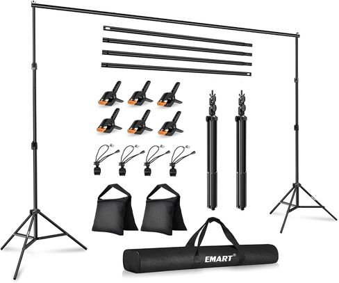 EMART Photo Backdrop Stand kit, 10 x 12 ft Back Drop Adjustable Frame for Photography, Photoshoot Banner Background Support Holder for Parties Dectoration in Kuwait