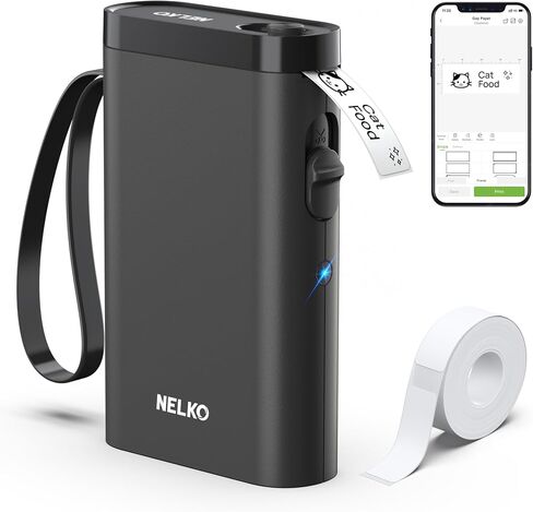 Nelko P21 Label Maker Machine with Tape, Bluetooth Label Printer, White in Kuwait