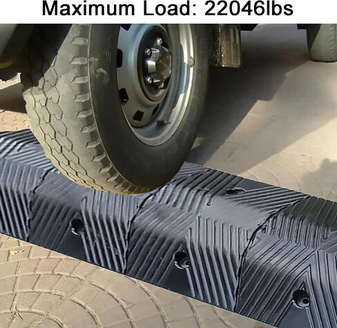 Heavy-Duty Rubber Hose Protector 10T/22046lbs, 1-Channel Cable Cover for Home, Factory, Warehouse, Driveway - Durable 5x5cm/2x2in Road Safety Solution in Saudi Arabia