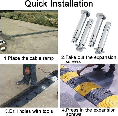 Heavy-Duty Rubber Hose Protector, 10T Capacity, 1-Channel Cable Cover for Home, Factory, Warehouse, Driveway Use (5x5cm/2x2in) - Durable, Non-Slip, Weather Resistant in Saudi Arabia