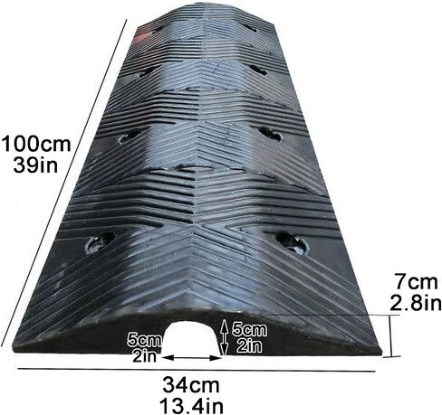 Heavy-Duty Rubber Hose Protector, 10T Capacity, 1-Channel Cable Cover for Home, Factory, Warehouse, Driveway Use (5x5cm/2x2in) - Durable, Non-Slip, Weather Resistant in Saudi Arabia