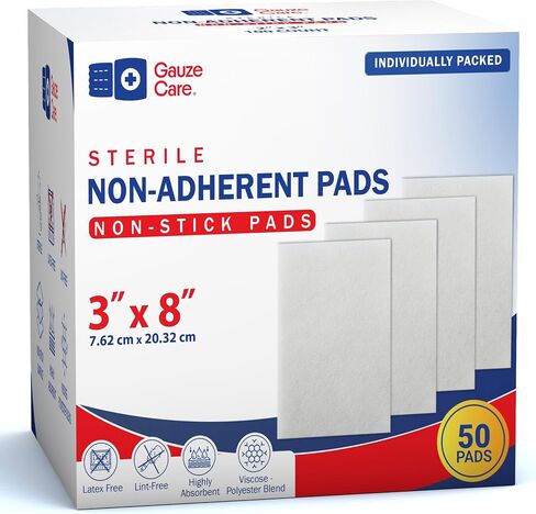 Gauze Care 2x3 Inch - Pack 100 Non-Stick Gauze Pads for Wounds, Non-Adherent, Highly Absorbent, Painless Removal, Individually Wrapped for Extra Protection in Kuwait