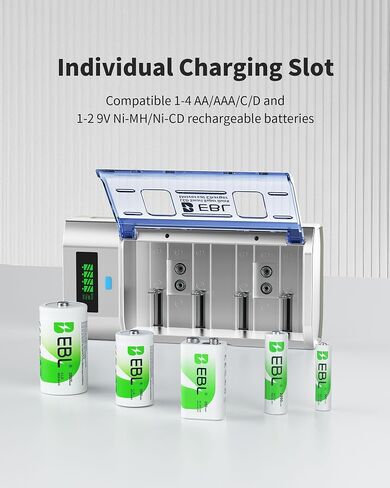 EBL Rechargeable C Batteries Pack of 8 with Universal Smart Battery Charger in Saudi Arabia