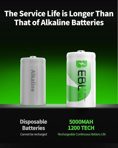 EBL Rechargeable C Batteries Pack of 8 with Universal Smart Battery Charger in Saudi Arabia