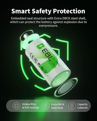 EBL Rechargeable C Batteries Pack of 8 with Universal Smart Battery Charger in Saudi Arabia