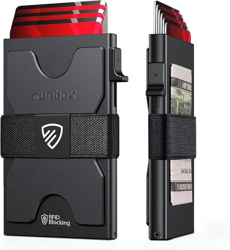 محفظة RUNBOX رفيعة للرجال، حامل بطاقات من الألومنيوم RFID يتسع لـ 12 بطاقة in Kuwait