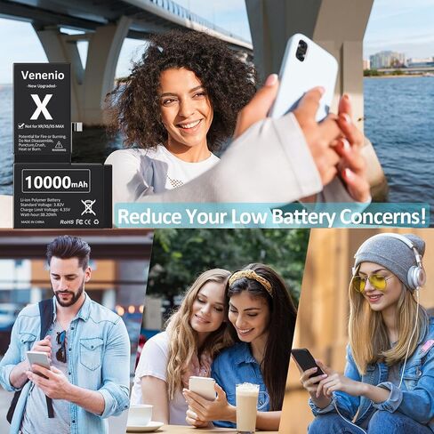 [10000mAh] Battery for iPhone X, Upgraded New 0 Cycle Ultra-High Capacity Battery Replacement for iPhone 10 X Model A1865, A1901, A1902 with Complete Repair Tool kit in Saudi Arabia