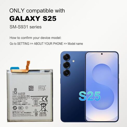 for Galaxy S25 Replacement Battery EB-BS931ABY Compatible with Samsung S25 SM-S931U/U1/W/B/E/N Series, with Instruction & Toolkit in Saudi Arabia