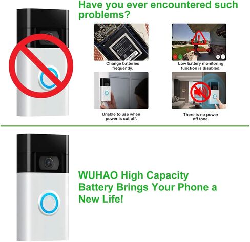 WUHAO S2(6pins) Battery for Ring Video Doorbell 2nd Gen Replacement in Saudi Arabia