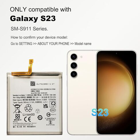 New Cellphone Replacement Battery Compatible with Galaxy S23 SM-S911F/DS/U/U1/W/B/N Series EB-BS911ABY, with Toolkit & Repair Guide in Saudi Arabia