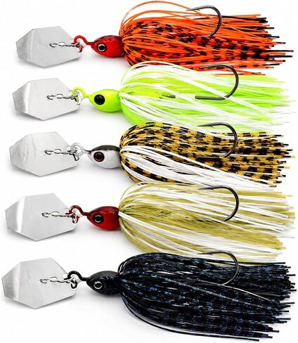 Bladed Jig Fishing Lures, Irresistible Vibrating Action, Sticky-Sharp Heavy-Wire Needle Point Hooks, 5Pcs 1/2 oz Multi-Color Kits with Storage Bag in Saudi Arabia