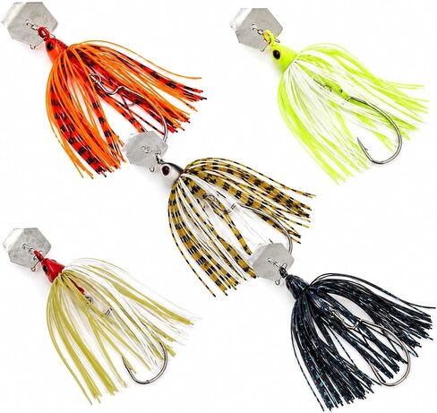 Bladed Jig Fishing Lures, Irresistible Vibrating Action, Sticky-Sharp Heavy-Wire Needle Point Hooks, 5Pcs 1/2 oz Multi-Color Kits with Storage Bag in Saudi Arabia