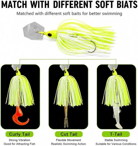 Bladed Jig Fishing Lures, Irresistible Vibrating Action, Sticky-Sharp Heavy-Wire Needle Point Hooks, 5Pcs 1/2 oz Multi-Color Kits with Storage Bag in Saudi Arabia