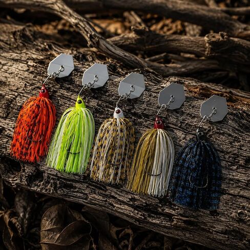 Bladed Jig Fishing Lures, Irresistible Vibrating Action, Sticky-Sharp Heavy-Wire Needle Point Hooks, 5Pcs 1/2 oz Multi-Color Kits with Storage Bag in Saudi Arabia