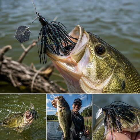 Bladed Jig Fishing Lures, Irresistible Vibrating Action, Sticky-Sharp Heavy-Wire Needle Point Hooks, 5Pcs 1/2 oz Multi-Color Kits with Storage Bag in Saudi Arabia
