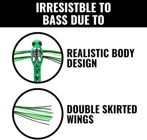 Lunkerhunt Dragonfly Lure | Most Realistic Topwater Insect Fishing Lures for Bass, Double Skirted Wings, Perfect Trouth and Pike Lure, Weedless Bait with Hooks for Outdoor Fishing Tools in Saudi Arabia