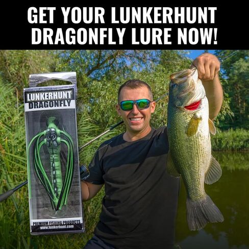 Lunkerhunt Dragonfly Lure | Most Realistic Topwater Insect Fishing Lures for Bass, Double Skirted Wings, Perfect Trouth and Pike Lure, Weedless Bait with Hooks for Outdoor Fishing Tools in Saudi Arabia