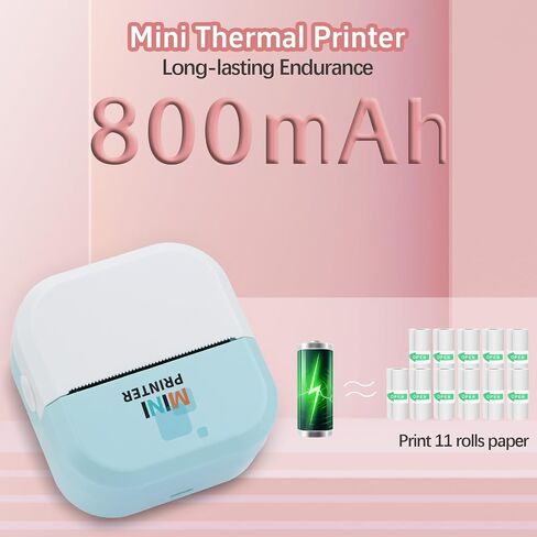 Tommax Bluetooth Inkless Thermal Printer & Sticker Maker, Wireless Portable Print Pod for iPhone/Android, Notes, Kids Crafts, Journals - Includes 13 Rolls Paper in Kuwait