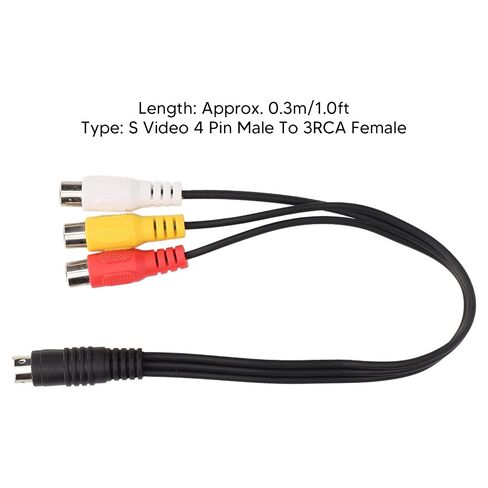 Sorandy S Video 4 Pin to Cable, Pure Copper Core Double Shielding Cable, PVC Flexible Bend with Standard 4 Pin Jack, 1.0ft, Ideal for Video Adapter in Saudi Arabia