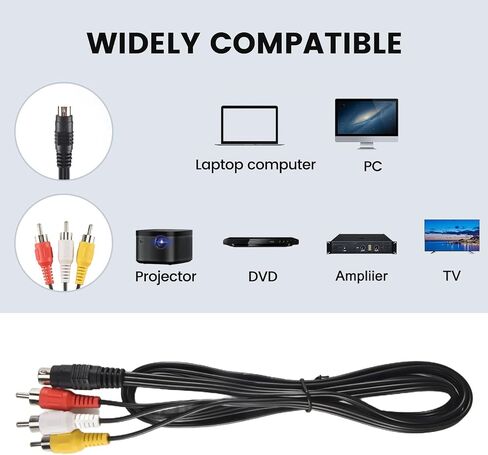 كابل تحويل 1.5 متر 4.9 قدم 3 ذكر إلى 4 دبوس S-Video Male TV PC in Saudi Arabia