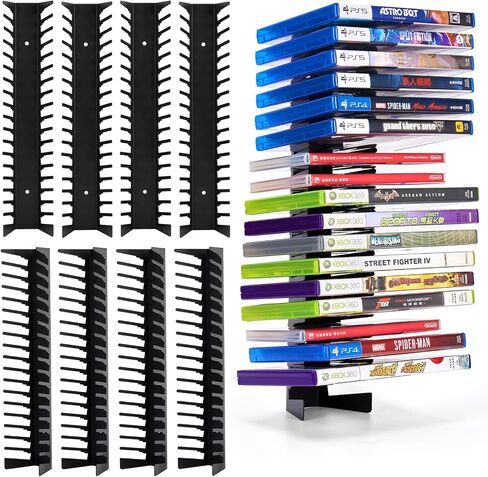 4 Pack Video Game Case Storage Wall Mount - Holds Up to 72 Disc Boxes,Metal Wall Mounted Game Case Holder for PS,DVD,Xbox Game Organizer in Kuwait