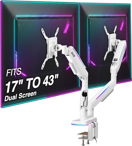 AVLT RGB Gaming Single Monitor Arm Desk Mount for 17-49" Screens - White in Saudi Arabia