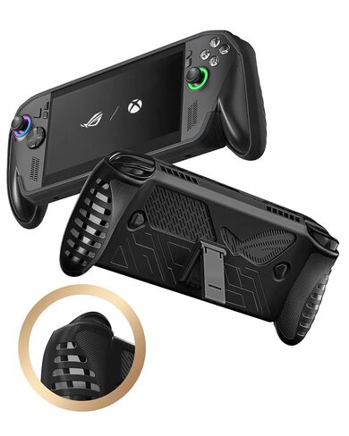 HIERYQHE Silicone Case for ROG Xbox Ally and ROG Xbox Ally X 2025, Built-In Kickstand, Full-Body Shockproof Protective Cover,Anti-Slip & Scratch-Resistant TPU Skin, Ergonomic Grip Cover,Black in Saudi Arabia