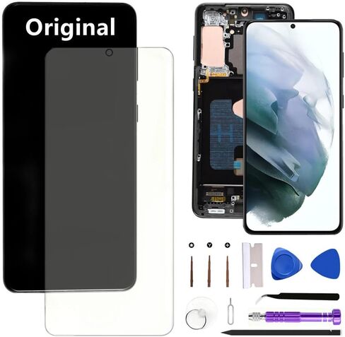 6.7" Original AMOLED Galaxy S21 Plus Screen Replacement for Samsung Galaxy S21plus 5G G996U G996U1 Display Touch Screen Digitizer Assembly (with Black Frame+Protective Film+Tools) in Saudi Arabia