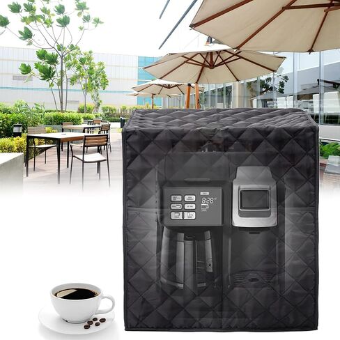 Coffee Maker Cover - Waterproof Cotton Cloth Coffee Maker Dust Cover Washable Foldable Kitchen Appliance Covers with 2 Storage Bags (Black) in Kuwait