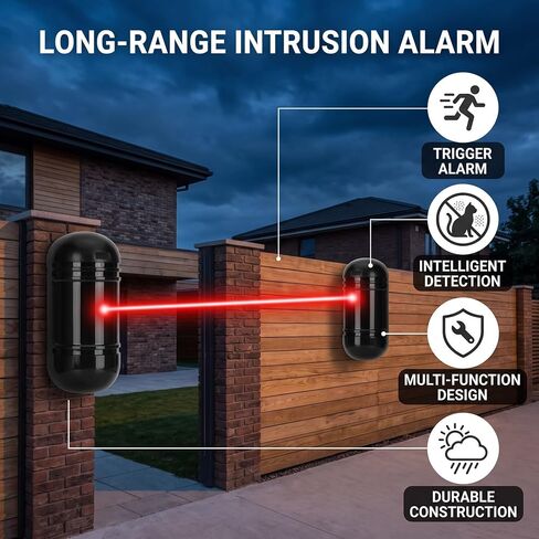 Outdoor Infrared Beam Sensor Intrusion Alarm System with Photoelectric Motion Detector for Villas Factories Residential Areas and Schools (100m/328.1ft) in Saudi Arabia