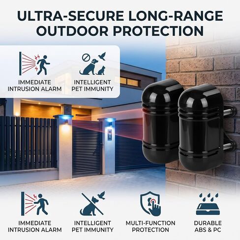 Outdoor Infrared Beam Sensor Intrusion Alarm System with Photoelectric Motion Detector for Villas Factories Residential Areas and Schools (100m/328.1ft) in Saudi Arabia
