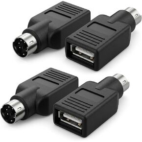 4-Pack PS/2 to USB Adapter, Black Male to Female Keyboard Adapters in Saudi Arabia