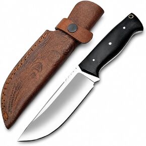 Handmade 6" Damascus Fixed Blade Skinning Knife with Sheath and Wood handle in Saudi Arabia