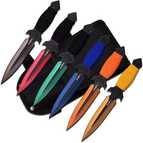 Perfect Point PP-081-6M Throwing Knife Set with Six Knives, Multicolored Blades, Cord-Wrapped Handles, 6.5-Inch Overall in Kuwait