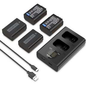 JYJZPB 4-Pack NP-FW50 Battery & Dual Charger for Sony Alpha A6400 ZV-E10 in Saudi Arabia