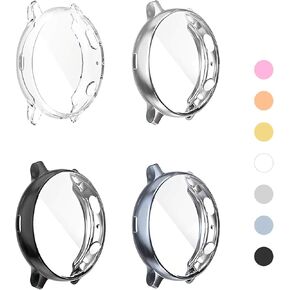 (4 Pack) Screen Protector Case Compatible for Samsung Galaxy Watch Active 2 44mm Silicone Bumper Protective Shell Face Cover (Active2 44mm Clear/Silver/Black/Gray) in Kuwait