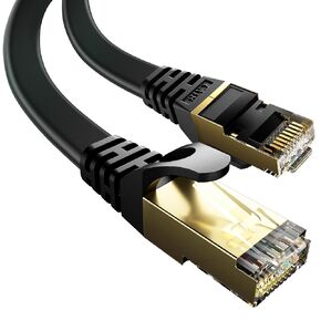 Cat 8 Ethernet Cable 80 ft with Clips Flat High Speed STP RJ45 Gigabit LAN Network Internet Cable for Router - Black in Kuwait