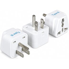 Europe to US Plug Adapter, Ceptics Type B UK to USA Plug Adapter, EU to US Adapter Plug, Compatible with Plugs from Europe, India and Other, India to US Plug Adapter, GP-5-3PK - White in Saudi Arabia