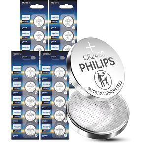 Philips CR2450 3V Lithium Button Cell Battery, 5 Pack, 10 Year Shelf Life Leak Proof, Child Resistant Packaging Works with Key Fob & Home Electronics in Saudi Arabia