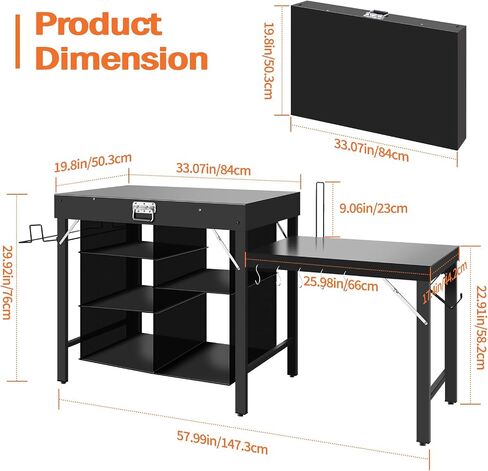 Folding Camping Table with Storage Shelves, Portable Outdoor Grill Station for BBQ, Picnic, Tailgating & Garden Cooking in Kuwait
