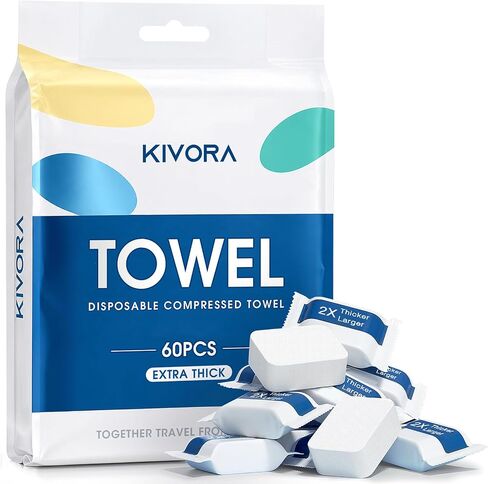 KIVORA Extra Thick Compressed Towels, Ultra Soft, 30 Pack for Travel in Kuwait