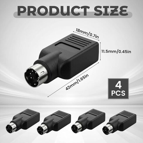 4-Pack PS/2 to USB Adapter, Black Male to Female Keyboard Adapters in Saudi Arabia