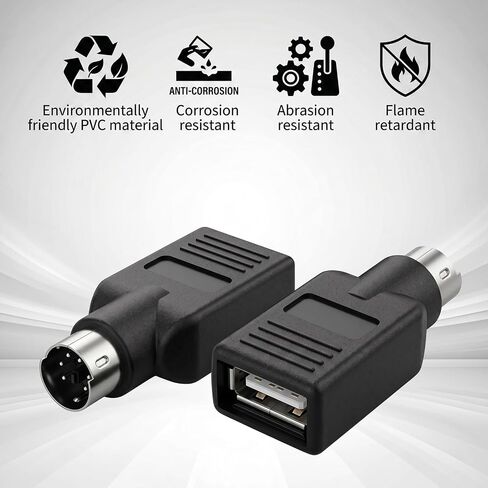 4-Pack PS/2 to USB Adapter, Black Male to Female Keyboard Adapters in Saudi Arabia
