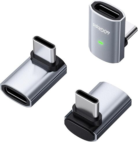 Kuulaa 240W USB C 90 Degree Right Angle Adapter 3 Pack, [8K 60Hz, 240W 40Gbps] Male to Female Adapter Extender Compatible Thunderbolt 4 for Steam Deck, ROG Ally, MacBook, Switch 2, iPhone 17/16 in Kuwait