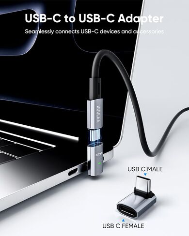 Kuulaa 240W USB C 90 Degree Right Angle Adapter 3 Pack, [8K 60Hz, 240W 40Gbps] Male to Female Adapter Extender Compatible Thunderbolt 4 for Steam Deck, ROG Ally, MacBook, Switch 2, iPhone 17/16 in Kuwait