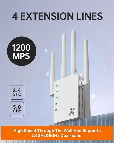 WiFi Extender with Ethernet Port, Covers Up to 13888 Sq.ft and 150+ Devices, WiFi Extender Signal Booster with Dual Band 5GHz/2.4GHz, Antennas, Ethernet Port & EasyMesh, 1-Tap Setup in Saudi Arabia